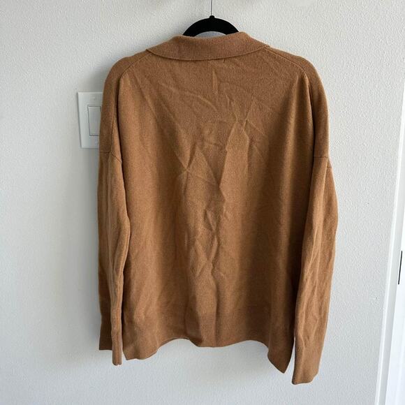 ALLSAINTS Ollar Cashmere Polo sweater camel color size medium - Picture 7 of 9